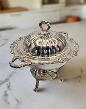 Wallace Baroque Silverplate Chafing Dish 244 Ornate Footed with Burner
