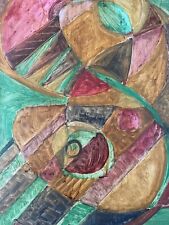 Very Beautiful Abstract Painting Nicholas Issayev Issaiev Oil On Cubist Panel