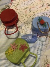 Vintage Barbie purse suitcase valise hatbox lot plus swan
