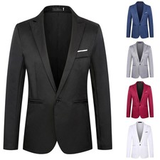Veste de costume décontractée homme un bouton business couleur unie blazer man