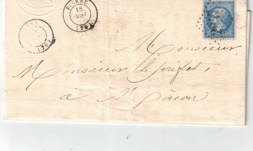 Timbre 14a sur - , lettre