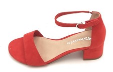 Tamaris 28201 red suede ankle strap heel sandal 5cm rubber bottom C