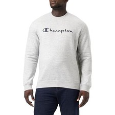 Champion Hommes Ras Cou Linéaire Logo Pull Gris Neuf BNWT Confortable Salon