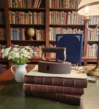 Antique Cast Iron with Wooden Handle - Vintage Industrial Decor