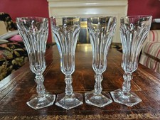 Set Of 4 Val St Lambert Lailang Champagne Flutes