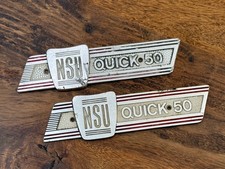 2x NSU Quick 50 Emblem Original 1962-1965 Logo Sign Badge Tin Sign Vintage