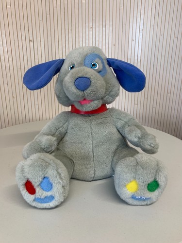 Peluche chien gris - gris, bleu