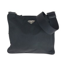 PRADA Tessuto Triangle with logo Shoulder Bag Sacoche Black Black Nylon