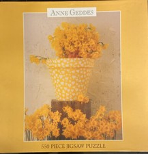 Vintage Puzzle Anne Geddes 500+ Pieces Daffodils in Pot Flowers 1997 Complete ++