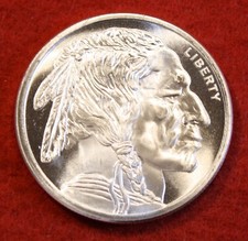 Buffalo Indian design 1 oz .999% Silver GSM round bullion coin 