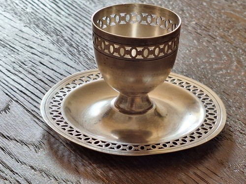 Coquetier ancien avec soucoupe - ancien,