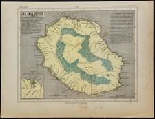 1880 - Carte ancienne de l'île de la Réunion - Océan Indien