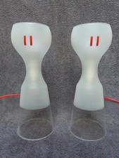 VINTAGE IKEA SCHLAGER TABLE LAMPS PAIR HOUR GLASS CARL OJERSTAM FROSTED 2004