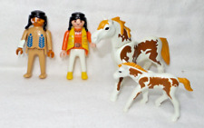 PLAYMOBIL - WESTERN INDIAN COWBOY - INDIANS WITH 2 HORSES - VINTAGE 1974 - 1992