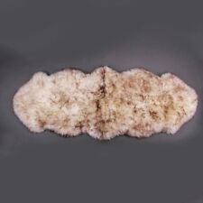 Double Pelt Sheepskin Rug Mouflon Sheepsin Rug Ivory Brown Tip Fur Rug 2 x 6 