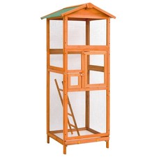 Bois de Sapin Massif Cage à Oiseaux 68x62x166 cm Maison Volière Animaux vidaXL