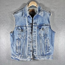 Vintage 80s Levis Denim Jean Trucker Vest 70506-0215 Made in USA MENS 42 LARGE