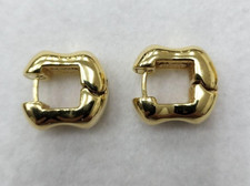 Chimento Italy Designer 18k Yellow Gold Wavy Curved Square Hoop Pierced Earrings