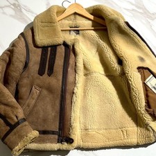AVIREX Leather Shearling Jacket Zip-Up Blouson Size 36 Brown 119655K Authentic