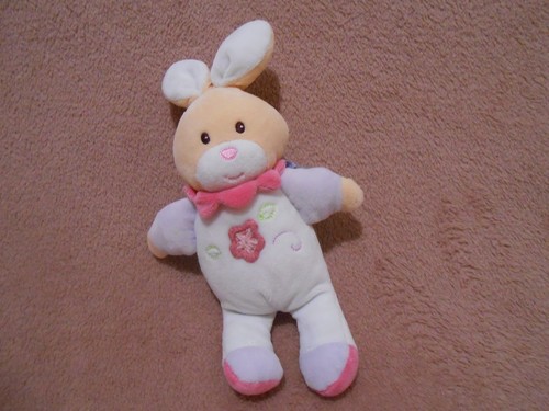 Doudou lapin mauve col - , rose
