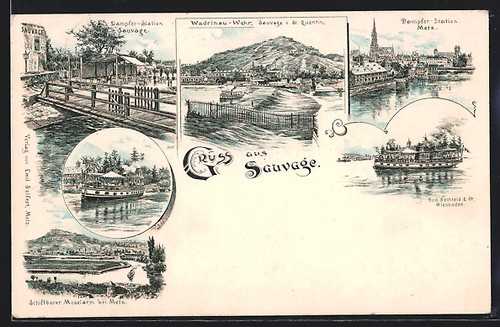 Lithographie sauvage bateau - lithographie, sauvage,