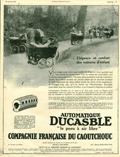 Publicité ancienne pneu des voitures d'enfant Ducasble issue de magazine 1925