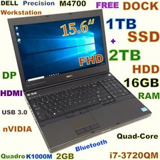 Workstation DELL M4700 i7-QUAD (1TB SSD + 2TB HDD) 16GB 15.6" FHD Quadro 2GB