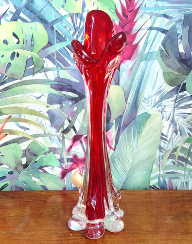 Vase soliflore verre rouge - vase,