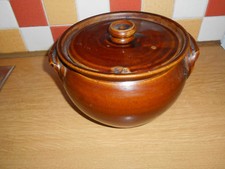 Ancien pot à piqûres en grès émaillé Treacle