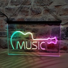 Panneau lumineux néon LED pour bar guitare musicale Live Pub avec flux coloré
