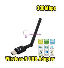 300Mbps Mini Wireless USB Network Card LAN WiFi Adapter With Antenna WPS Button