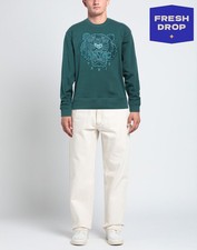 RRP€293 KENZO Sweatshirt Size L Green Embroidered Tiger Logo Long Sleeves