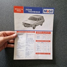 RENAULT 12 BREAK  fiche technique publicitaire MOBIL  description  entretien