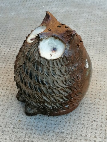 Sculpture chouette hibou grès