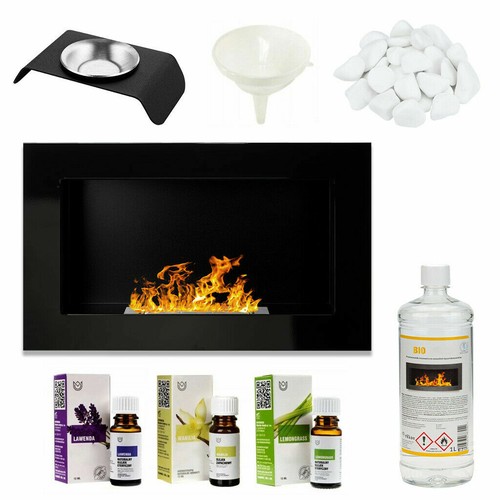 Cheminée bio éthanol noir - cheminée,