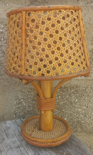 Lampe vintage rotin - , osier