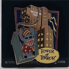 Disney DLP LE 900 slider pin  STITCH Riding Tower of Terror Stitch Invasion 2007