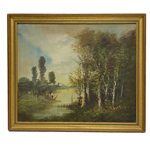 Tableau ancien hst barbizon - tableau,