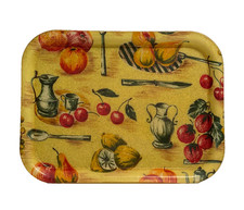 Plateau en Fibre de Verre Vintage Décor Fruits - 70's