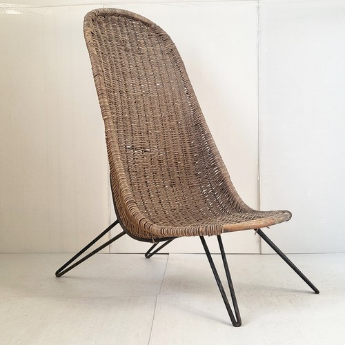 Fauteuil vintage 1950 - rotin, &