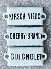 Kirsch enamel plate old, Cherry-Brandy & Guignolet furniture craft 3.7x1.5cm