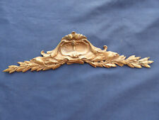 Fronton ornement coquille ancien laiton doré décoration meuble largeur 39 cm