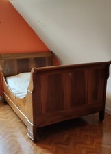 Lit bateau Louis Philippe ancien  fin XIXè siècle 120X180 avec sommier  matelas