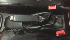 OPEL RACING HEADPHONE LEVER HAND BRAKE LEVER BLACK LEATHER RED SEAMS