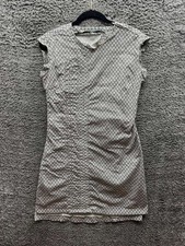 SkunkFunk Fan Print Sleeveless Bodycon Mini Dress Black White Womens Size 3