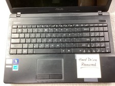 Asus X54C Laptop Black 15” Windows 7*Home Premium*No Hard Drive*Keyboard Tested