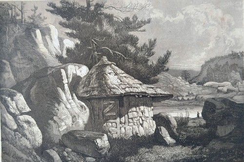 Gravure cabane rousseau - jj,