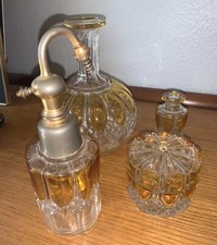 Vintage Val Saint Lambert Art Deco Crystal Toilet Set