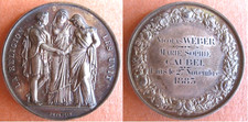 Silver Religious Wedding Medal, N. Weber and M.S. Caubel 1883