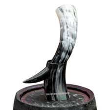 Ancienne tasse en corne à boire fait main support de tasse viking médiéval dé...